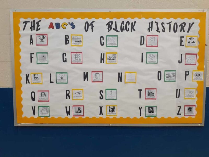 Text reads the A, B, C's of Black History. There is a different blurb beside each letter of the alphabet. 