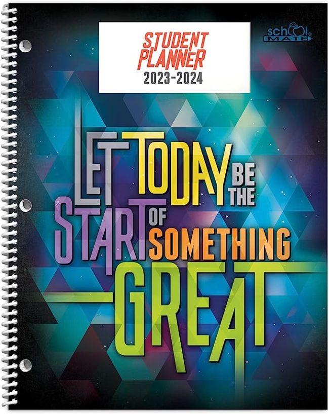 Spiral-bound academic planner reading Let Today Be the Start of Something Great