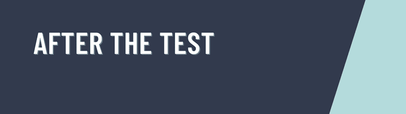 The words After the Test on dark gray background with light blue strip on side.