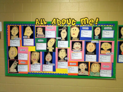 All about me drawings of faces bulletin board back to school