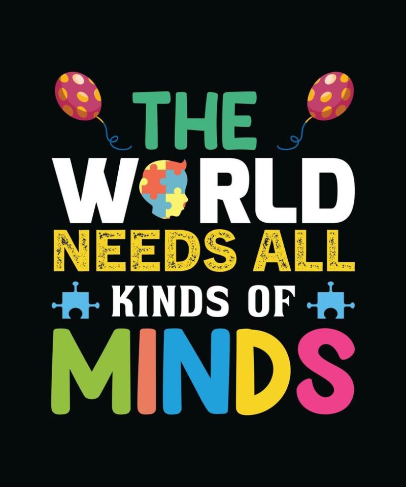 all kinds of minds poster for neurodiversity awareness 