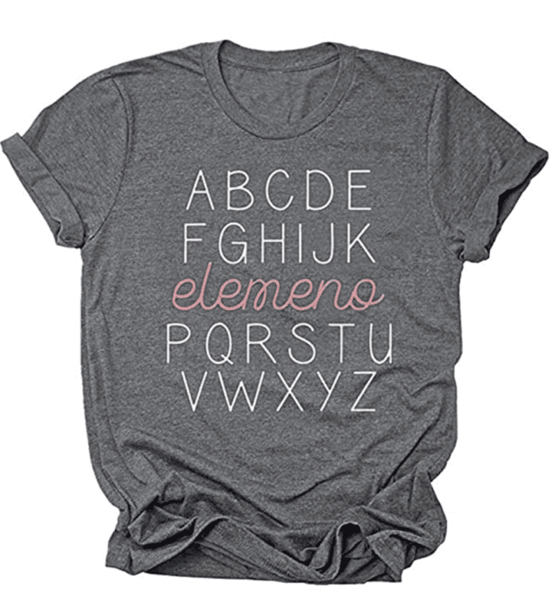 alphabet-teacher-t-shirt Alphabet "elemeno" grey t-shirt