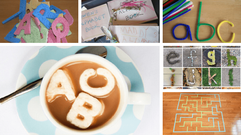 Collage of alphabet activities for the classroom
