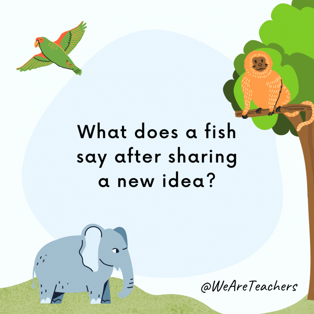 What does a fish say after sharing a new idea?