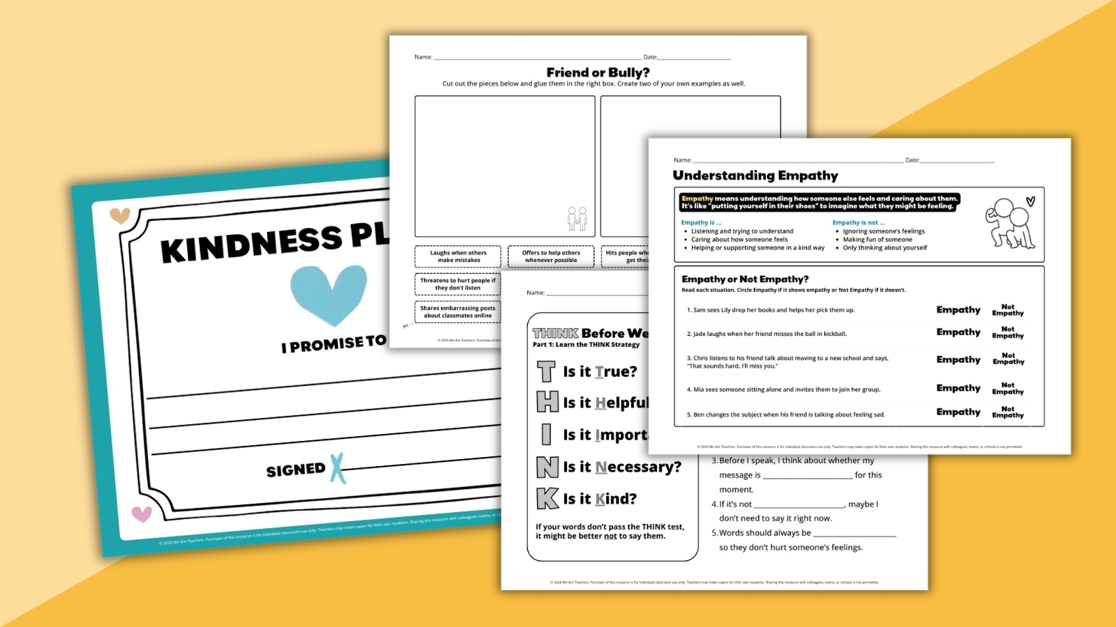 Anti-bullying activities bundle worksheets and printables for elementary classrooms