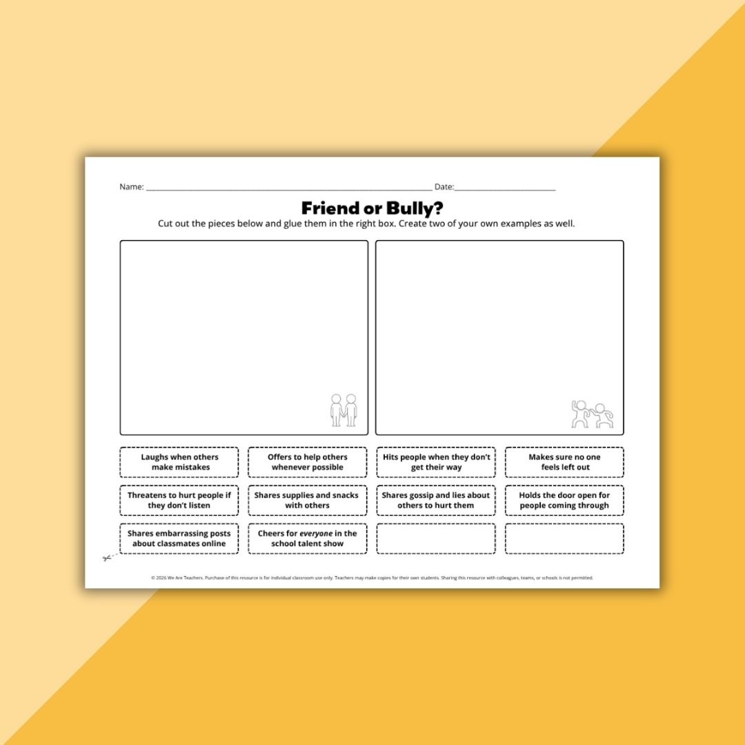 Bullying prevention activities bundle worksheets and printables for elementary classrooms