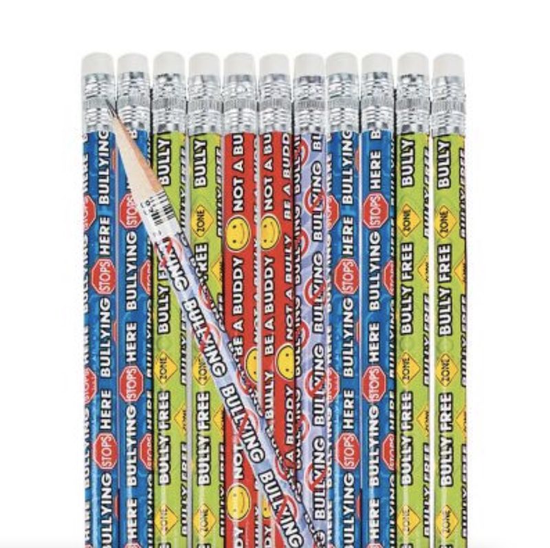 Set of colorful pencils with anti-bullying slogans