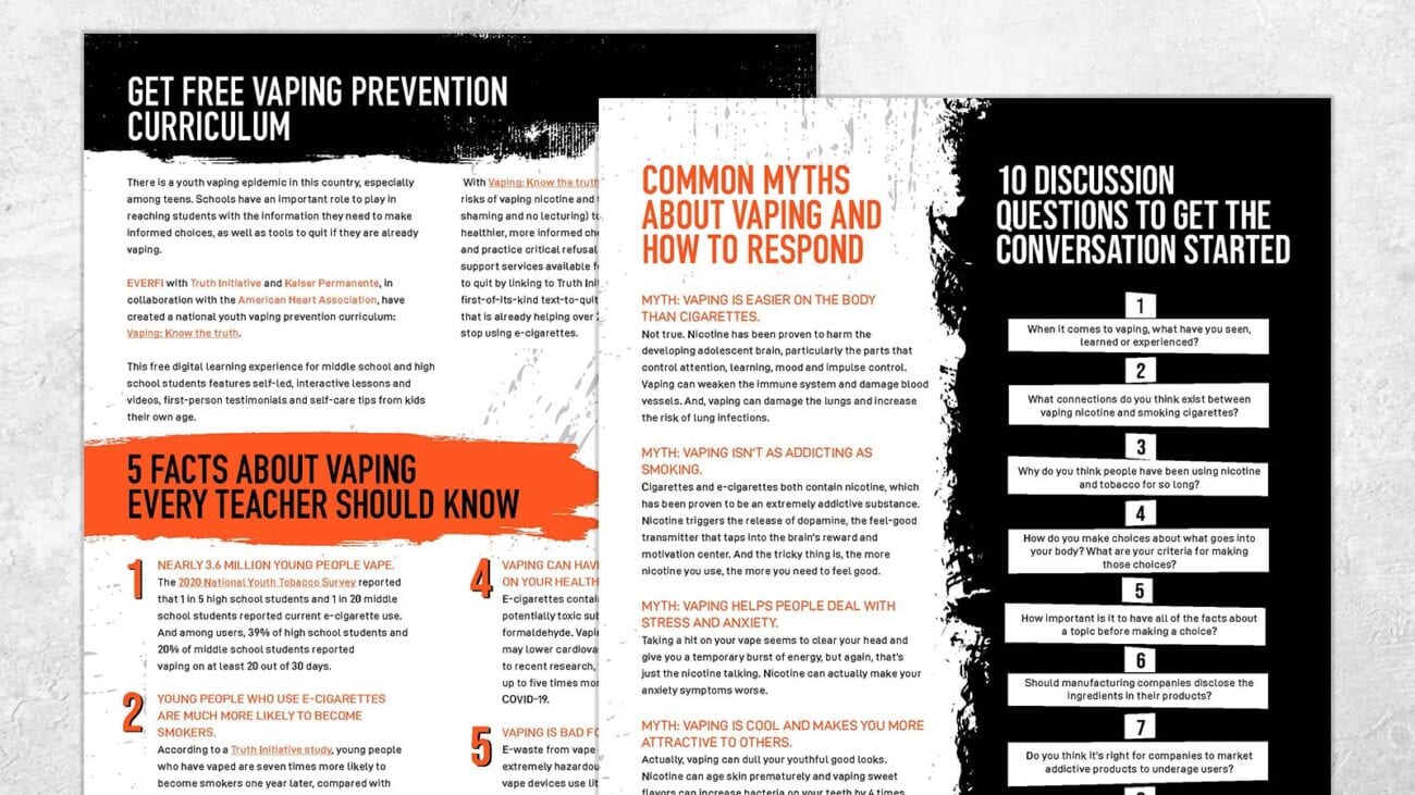 Vaping Lesson Teen Vaping Prevention for Teachers and Families: Free Guide