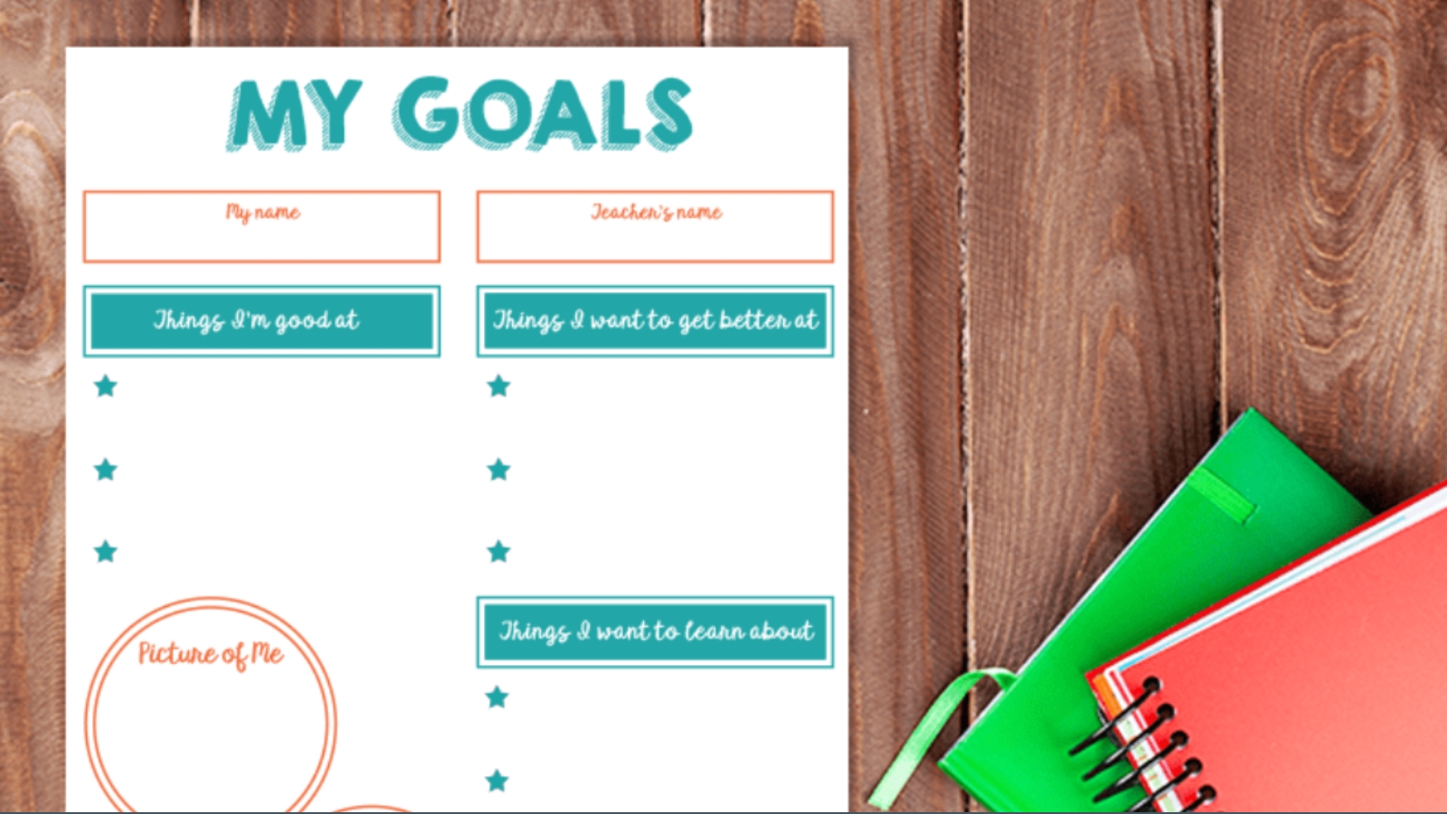 Picture of a goal setting worksheet.