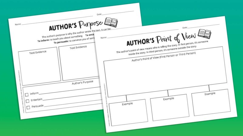 Flat lays of author's purpose and point of view templates