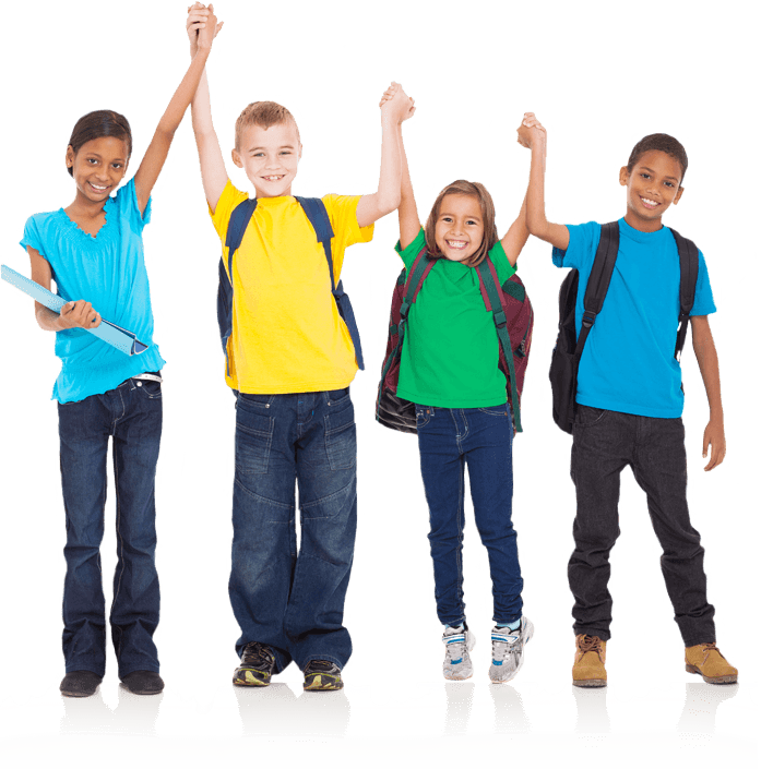 image-of-four-kids-standing-together-with-arms-raised