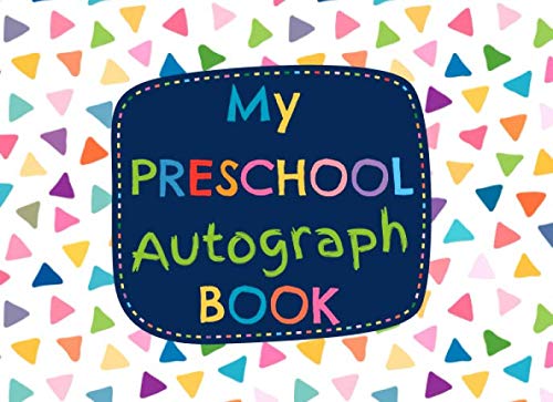 Preschool graduation ideas can include gifts like this brightly covered book cover that says My Preschool Autograph Book.