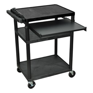 audio visual rolling cart for teachers with pull out shelf