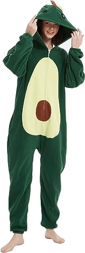A person is wearing an avocado onesie.- book character costume