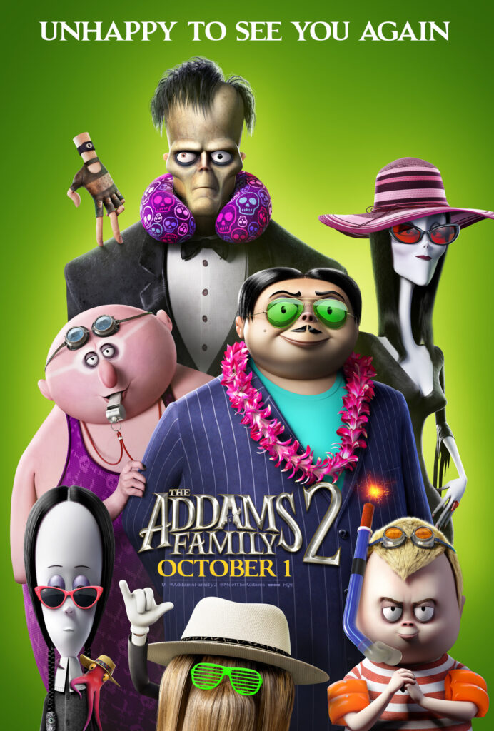 Poster for The Addams Family 2 with green background