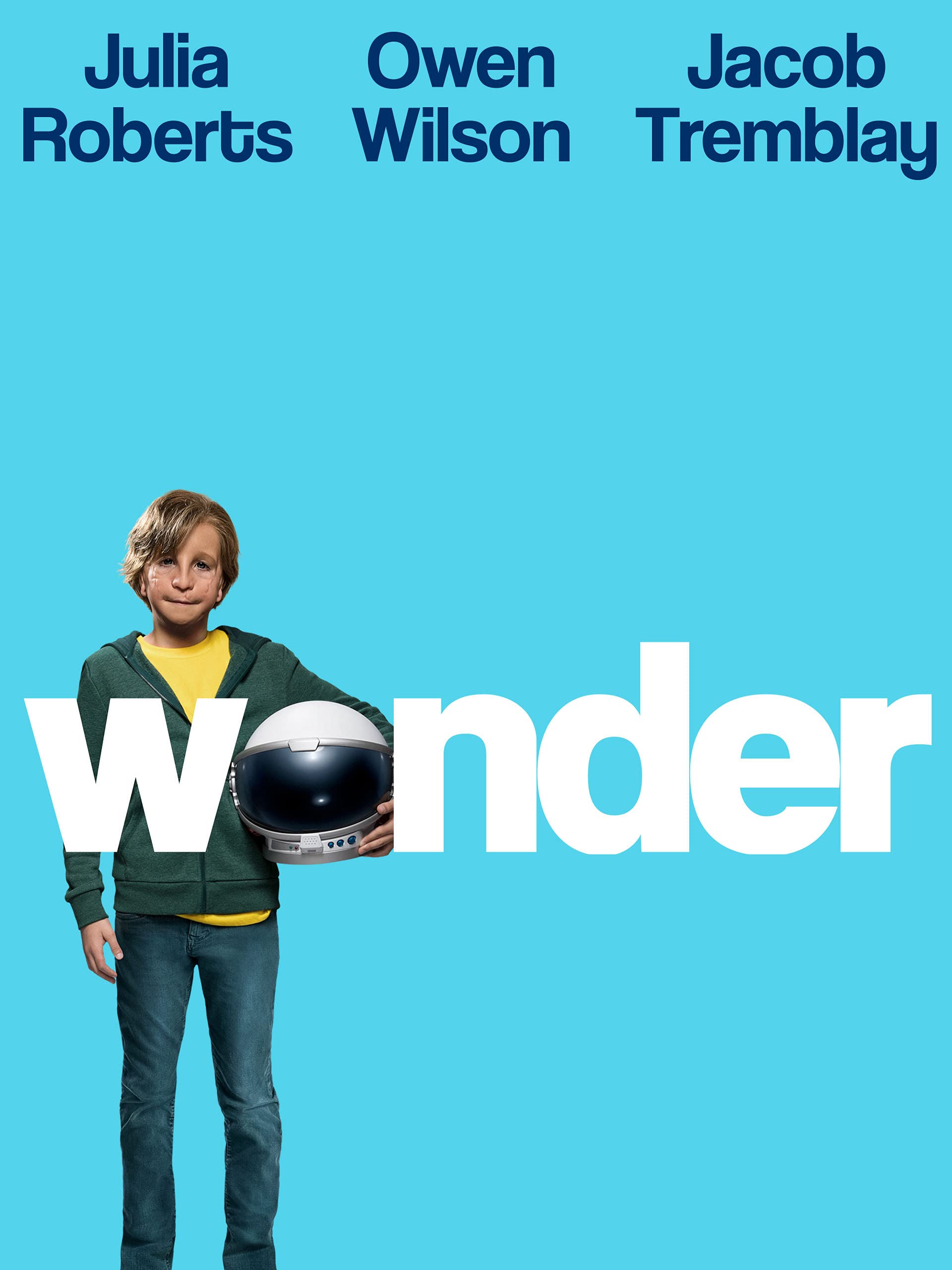 Little boy on blue cover for movie Wonder