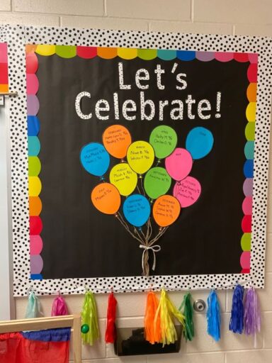 let's celebrate balloon bundle birthday bulletin board