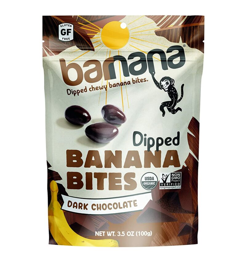 Barnana Organic Chewy Dark Chocolate Banana Bites shown as an example of mood-boosting foods
