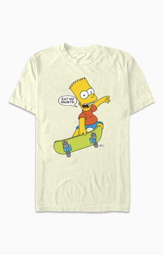 T-shirt with Bart Simpson skateboarding and yelling, "Eat my shorts!"