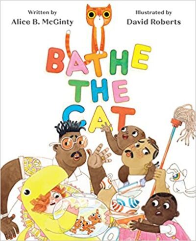Book cover for Bathe the Cat by Alice McGinty, as an example of kindergarten books