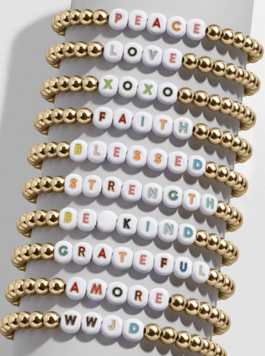 Baublebar alphabet bracelet with custom mantras
