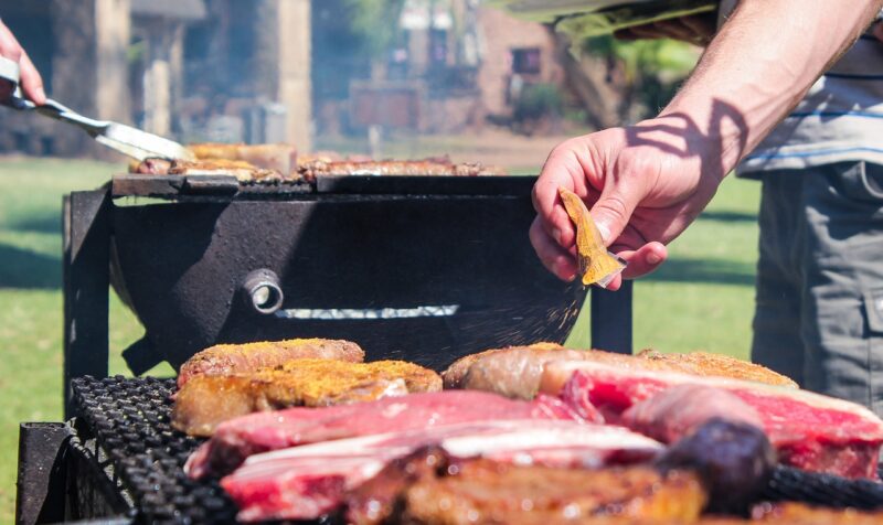 Barbeque grill with many different kinds of meat