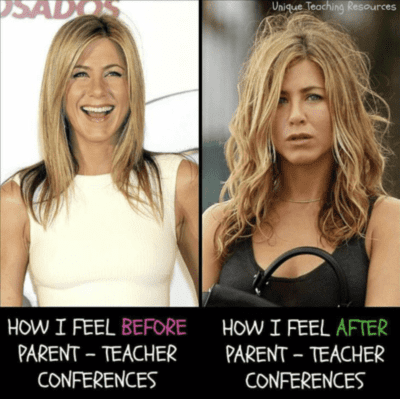 How I feel before parent teachers conferences versus after