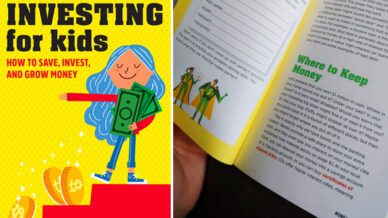 Collage of a financial literacy book for kids