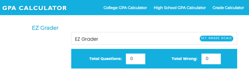 Screenshot of GPA calculator