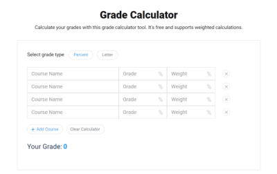 Grade Calculator List for Teachers and Students