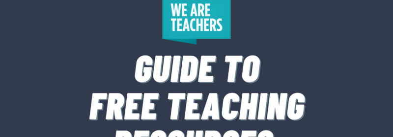 WeAreTeachers logo and text that says Guide to Free Teaching Resources on a dark gray background.