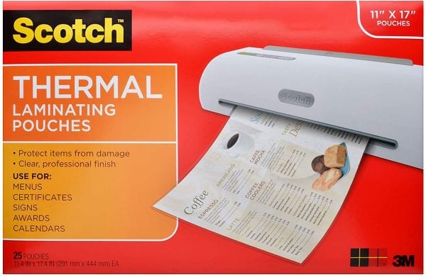 Scotch 11 x 17 inch thermal laminating pouches (Best laminating pouches)