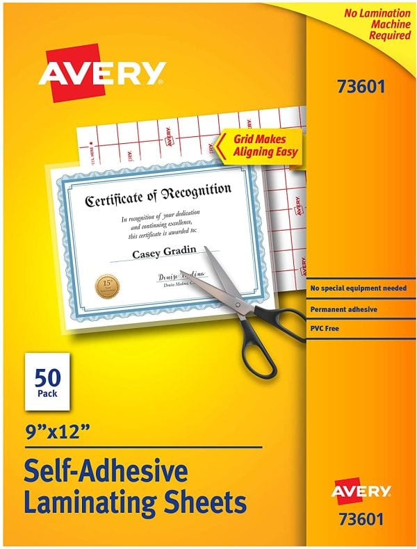 Avery Self-Adhesive Laminating Pouches, 9 by 12 inches, pack of 50 (Best Laminating Pouches)