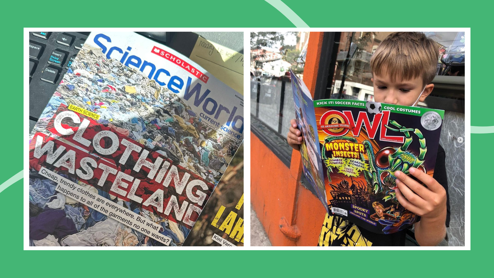 Example of science magazines including Science World and Owl.