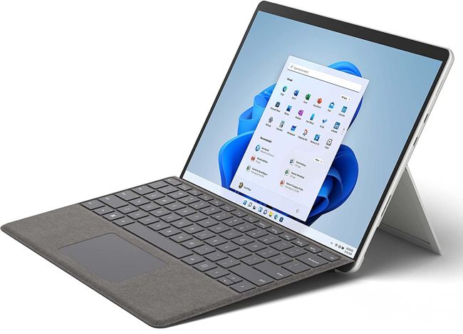 Microsoft Surface Pro 8 tablet with add-on keyboard cover