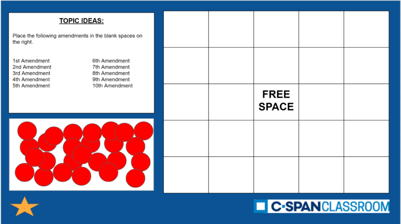 Bill of Rights Bingo activity