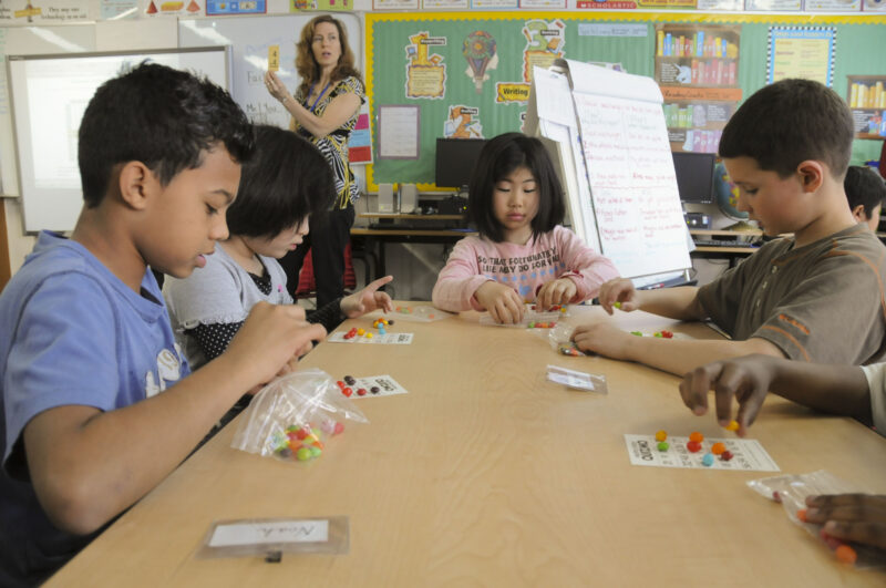 Asian students playing bingo