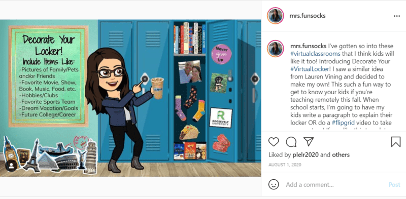 Bitmoji shares locker and love for fun socks and coffee