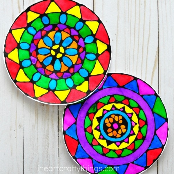 Bright colorful circular mandalas as an example of fun and easy summer crafts