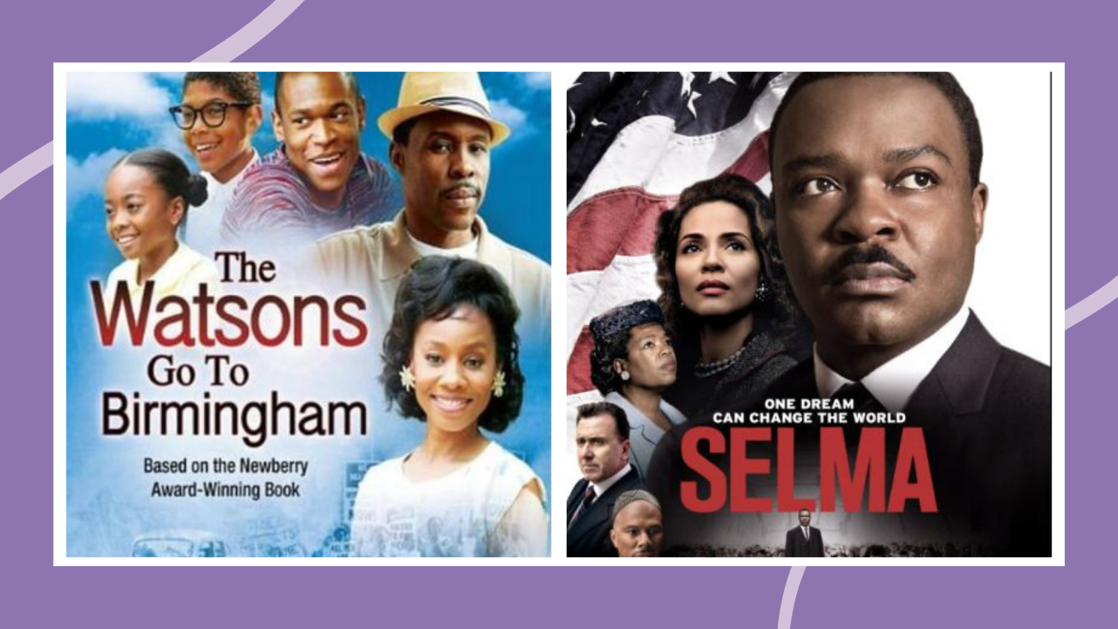 Collage of Black History Month movies, including The Watsons Go to Birmingham and Selma