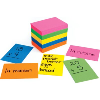 Blank flashcards in bright colors