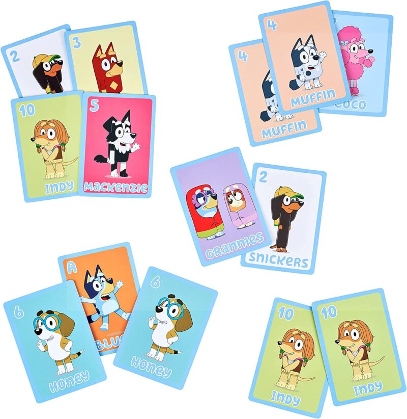 Cards are shown that have characters on them from the show Bluey. 