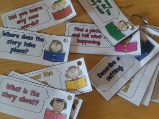 Idea cards for a student book talk (second grade reading comprehension activities)