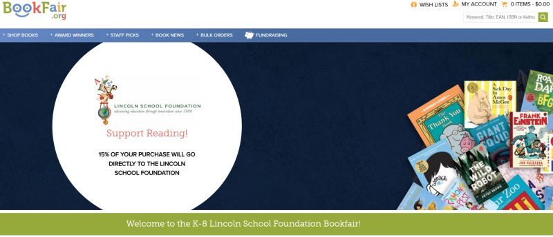 School fundraising page on bookfair.org