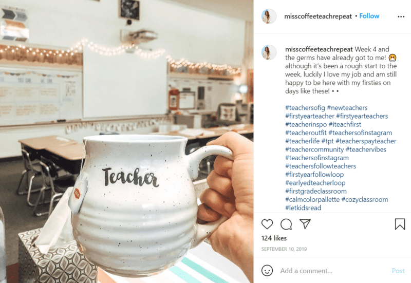 Still of bring hygge to your classroom by drinking out of mugs from Instagram