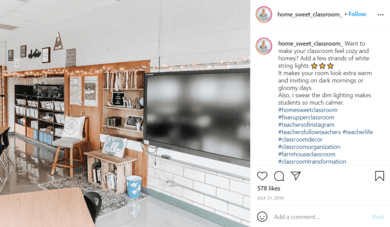 Still of bring hygge to your classroom with fairy lights from Instagram