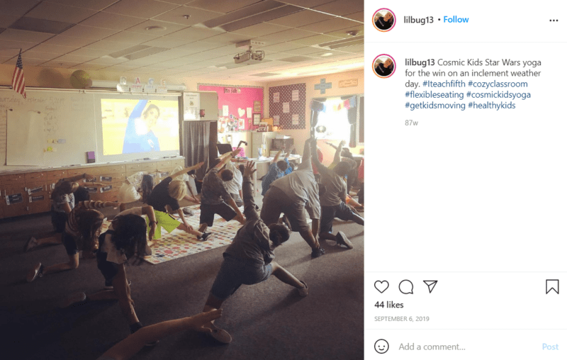 Still of bring hygge to your classroom with yoga from Instagram