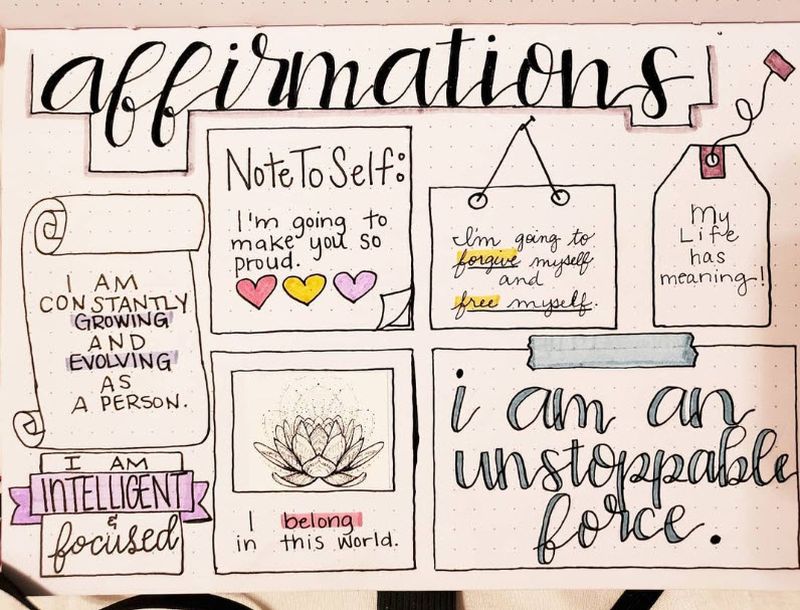 A page of positive daily affirmations from a journal