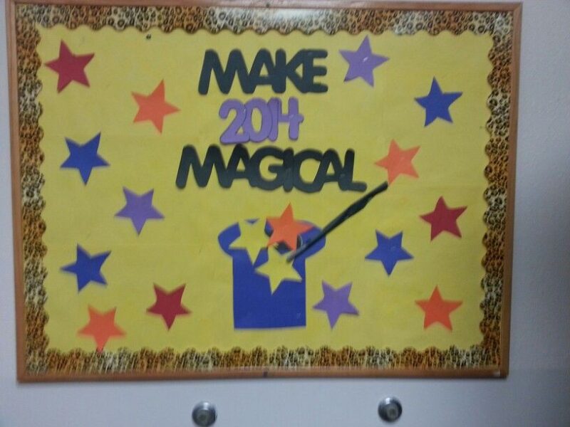 A yellow background says Make 2014 Magical. A magician's wand is seen floating above a magician's hat.