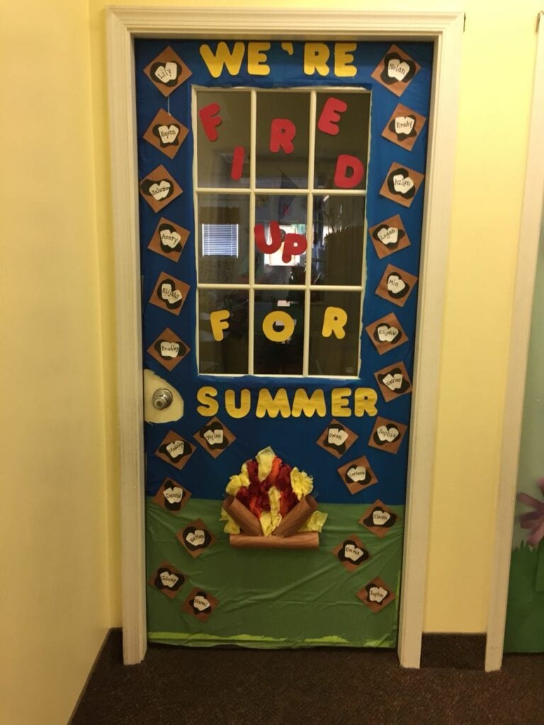 S'mores door decoration ideas for classroom camping theme
